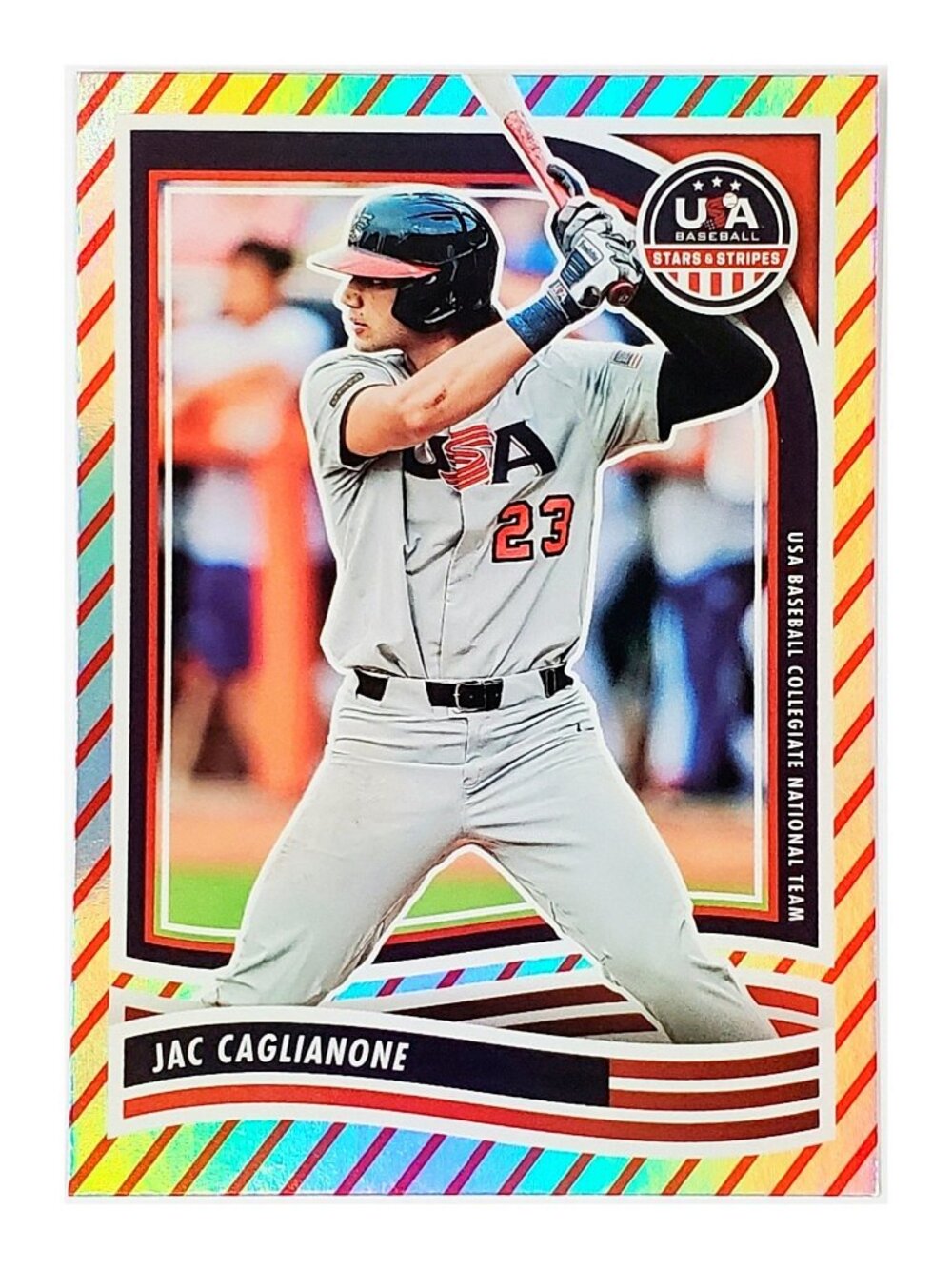 JAC CAGLIANONE ROOKIE "RED STRIPES" HOLO FOIL 2024 PANINI STARS & STRIPES #37